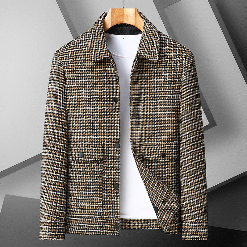 Classic Houndstooth Wool Jacket