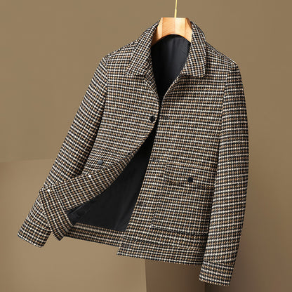 Classic Houndstooth Wool Jacket